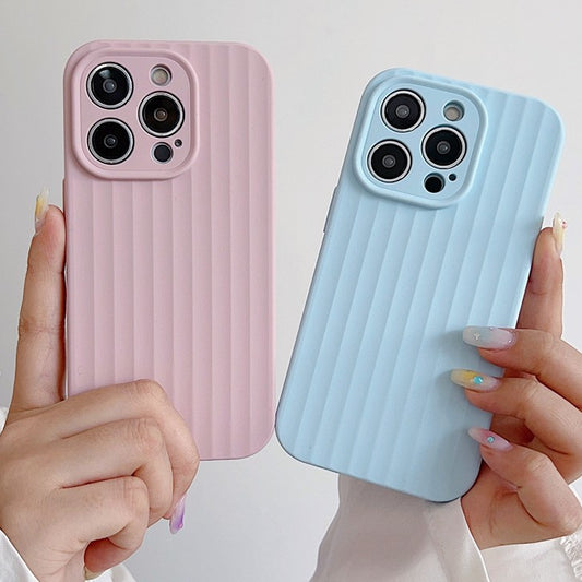 Stripe Pattern Candy Color Liquid Silicone Soft iPhone Case