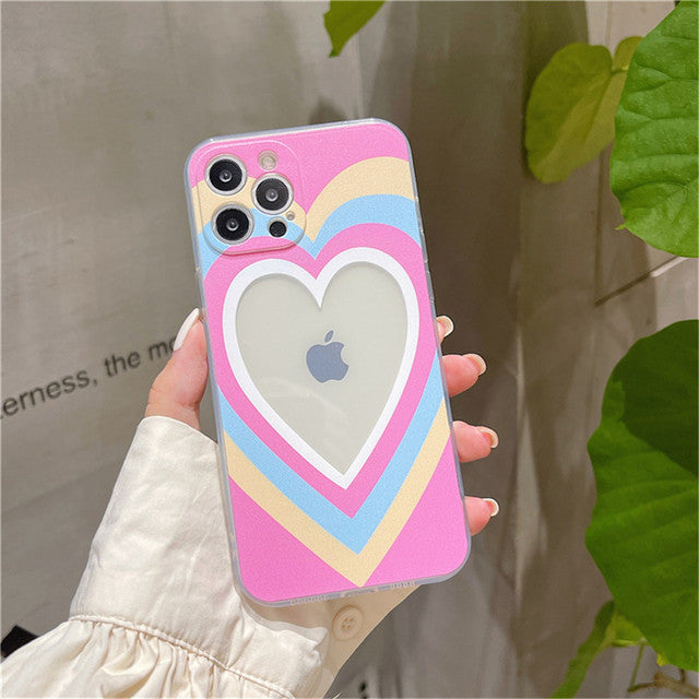 Colorful Love Heart Hollow Out iPhone Case