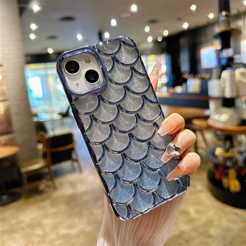 Glitter Fish Scale Pattern Chrome Plating Electroplated iPhone Case