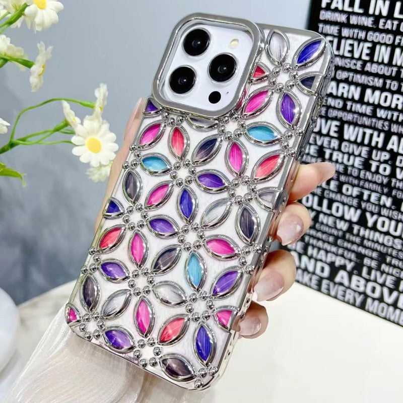 3D Chrome plating Electroplated Flower iPhone Case