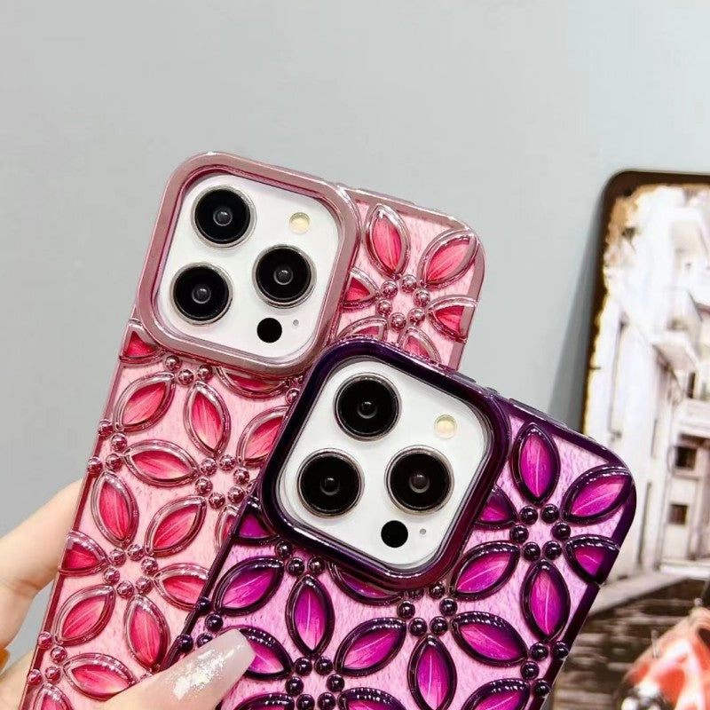 3D Chrome plating Electroplated Flower iPhone Case