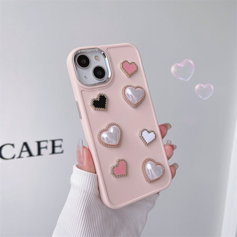 3D Love Heart Pearl iPhone Case