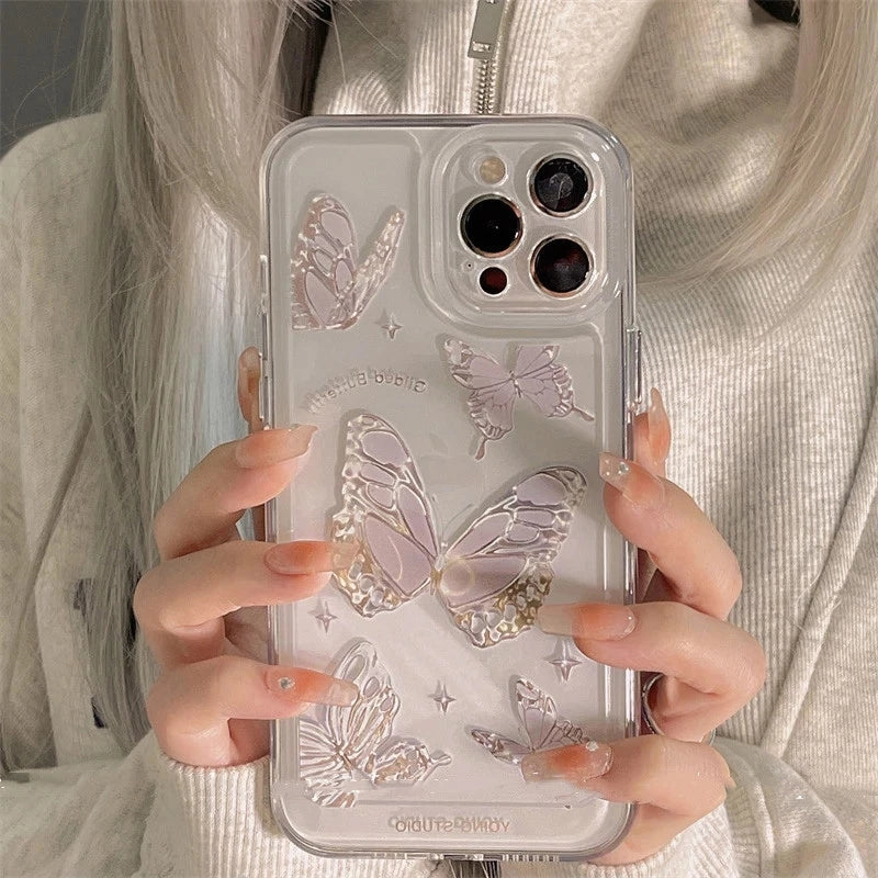 Butterfly Crystal Clear Compatible with iPhone Case