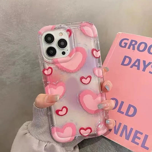 Cute Pink Love Heart Compatible with iPhone Case