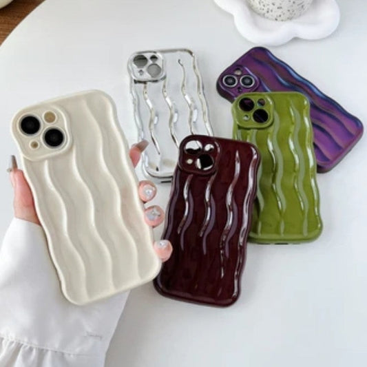 caseluu Curly Water Ripple Wave Frame Pattern Compatible with iPhone Case