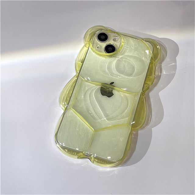 Cute 3D Bear Transparent Compatible with iPhone Case