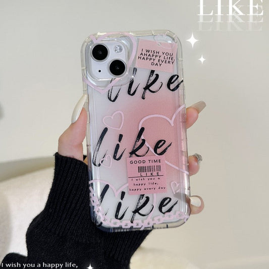 Cute Love Heart Clear Graffiti Compatible with iPhone Case