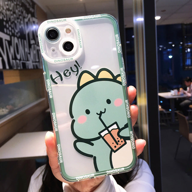 Cute Cartoon Dinosaur Clear Compatible with iPhone Case