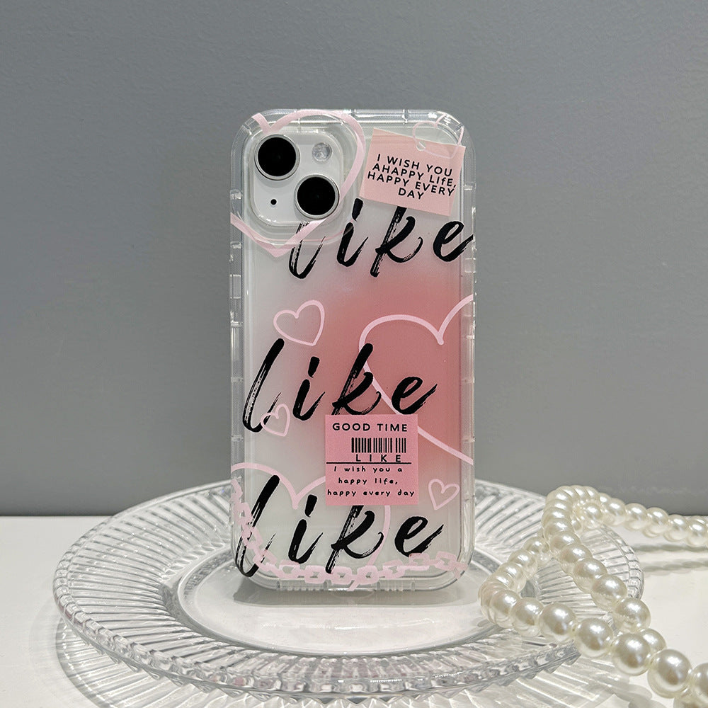 Cute Love Heart Clear Graffiti Compatible with iPhone Case