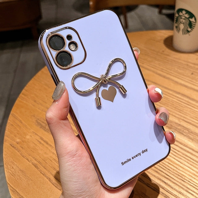 Love Heart Bowknot Compatible with iPhone Case