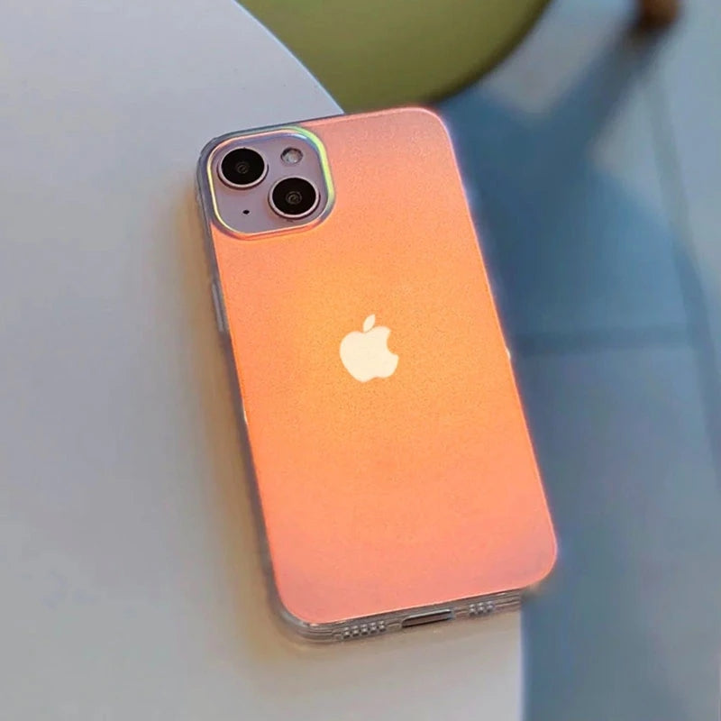 Luxury Matte Laser Gradient Clear Compatible with iPhone Case