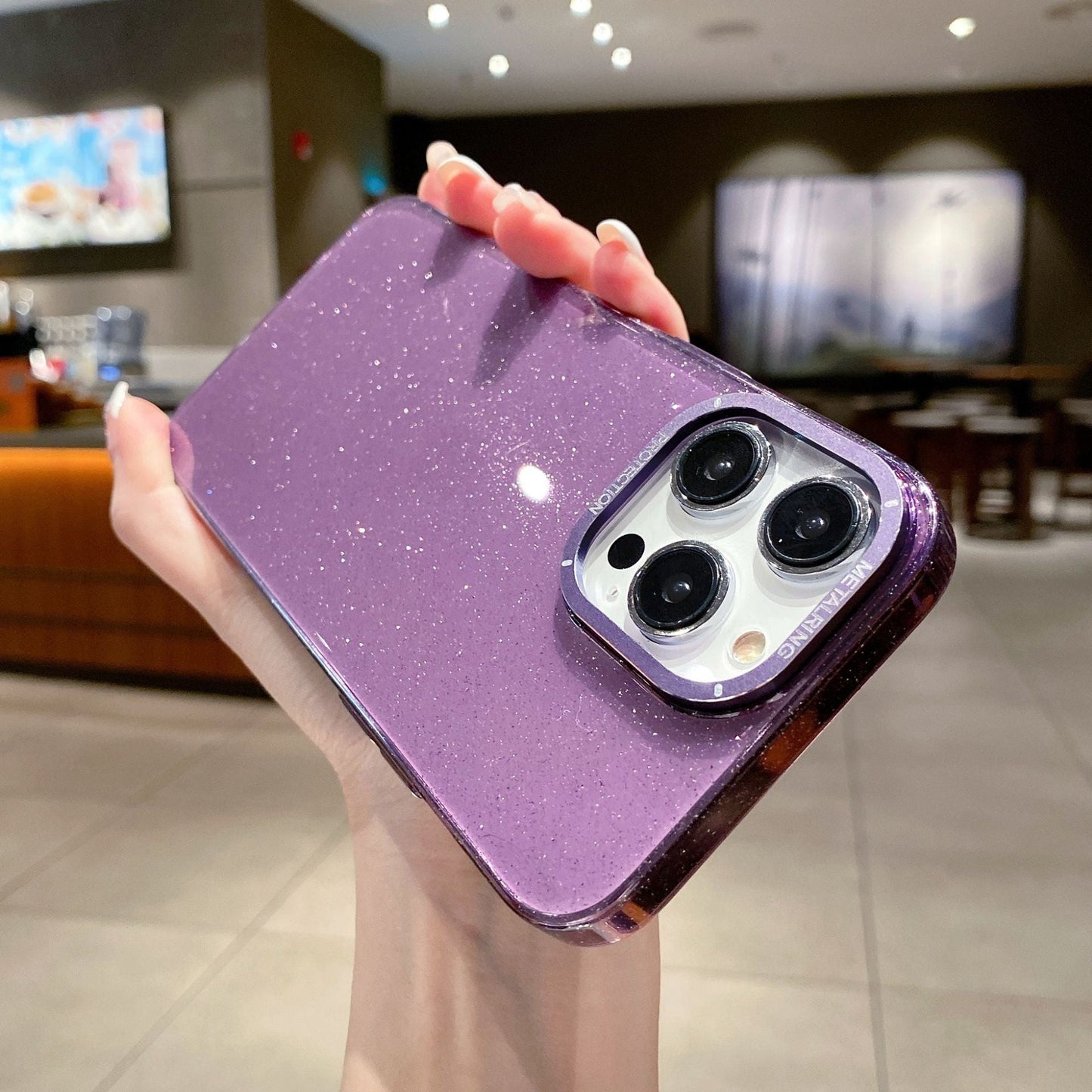 Glitter Metal Camera Compatible with iPhone Case