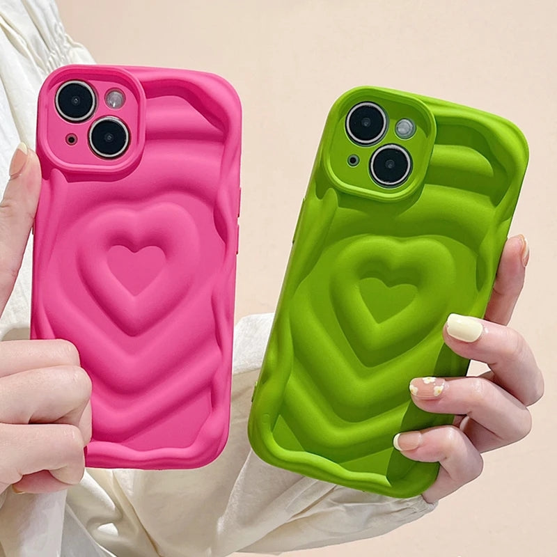 Cute Love Heart Cream Pattern Compatible with iPhone Case