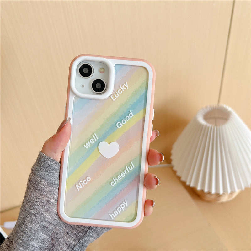 Cute Rainbow Color Love Heart Flower Compatible with iPhone Case