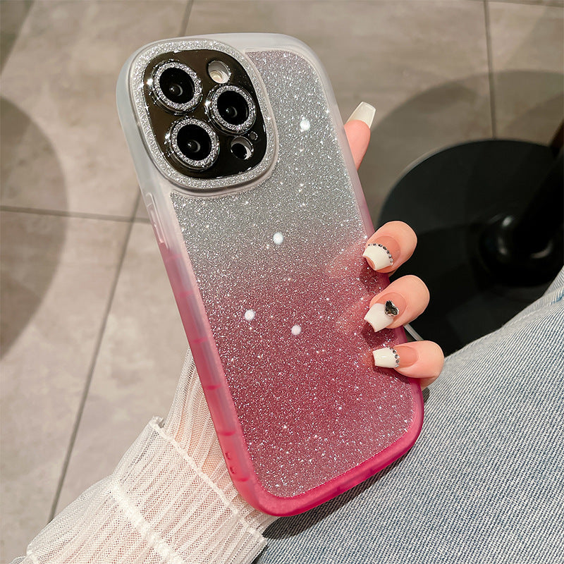 Glitter Gradient Color Oval Shape Compatible with iPhone Case