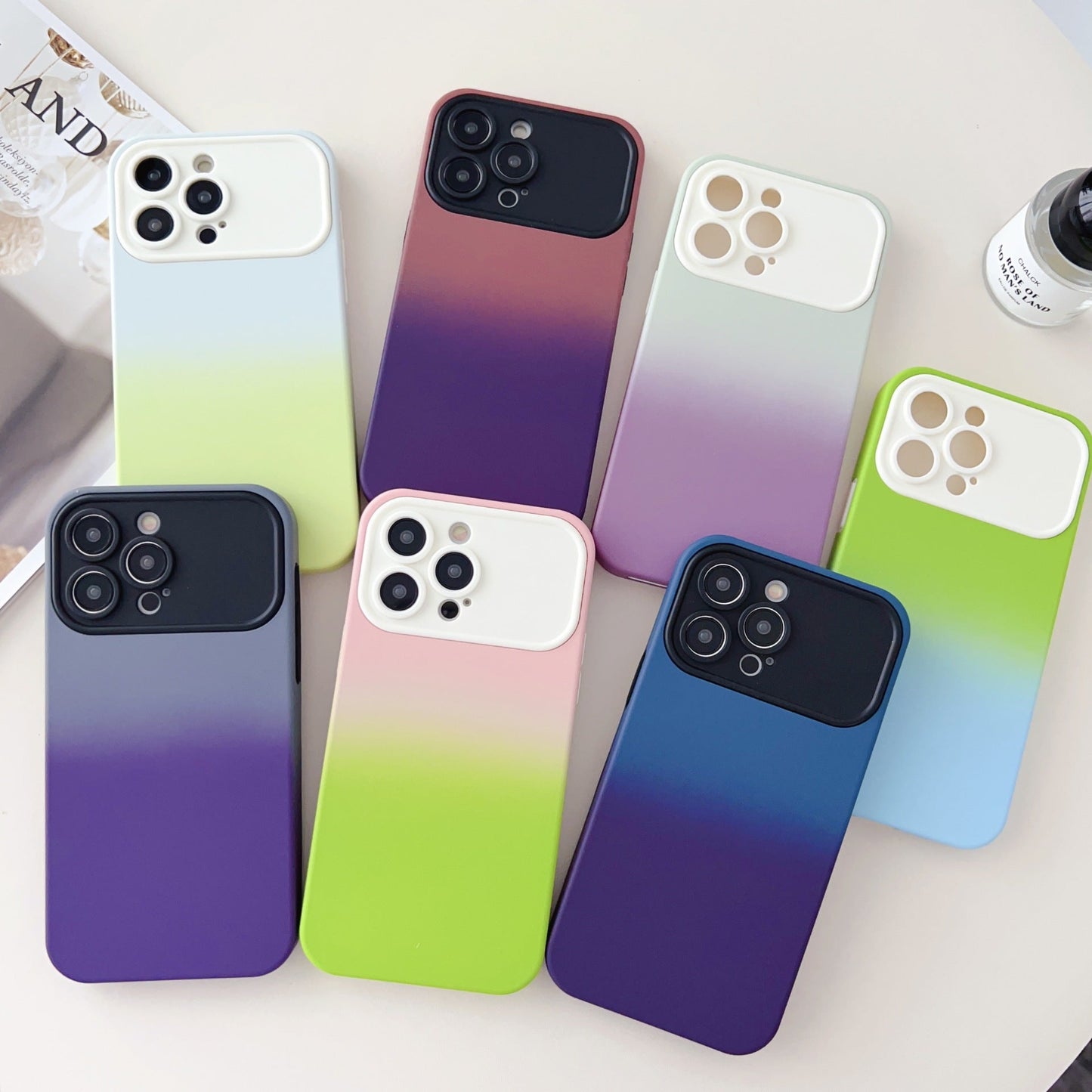 Gradient Contrast Color Camera Protection Compatible with iPhone Case