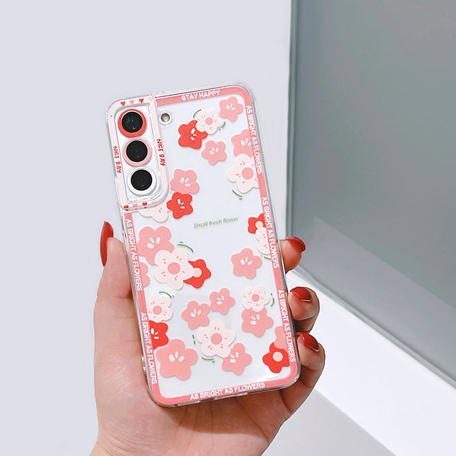 Flower Floral Transparent Compatible with Samsung Case