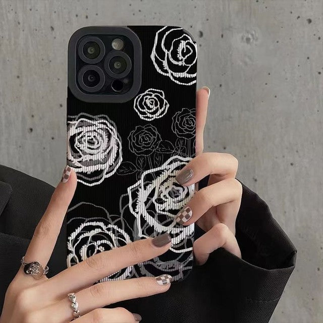 Luxury Rose Flower Floral Shockproof Soft Silicone Compatible with iPhone Case