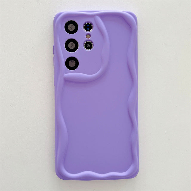 Wave Frame Cream Pattern Compatible with Samsung Case