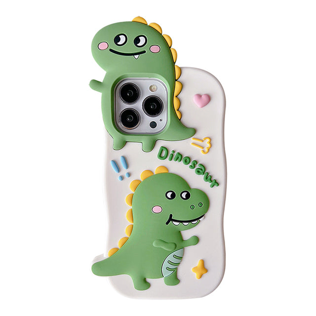 Funny Cute 3D Dinosaur Silicone Rubber Compatible with iPhone Case