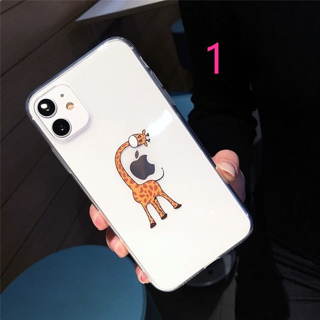 Cute Cartoon Animal Giraffe Transparent Compatible with iPhone Case