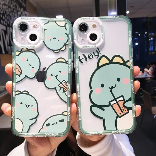 Cute Cartoon Dinosaur Clear Compatible with iPhone Case