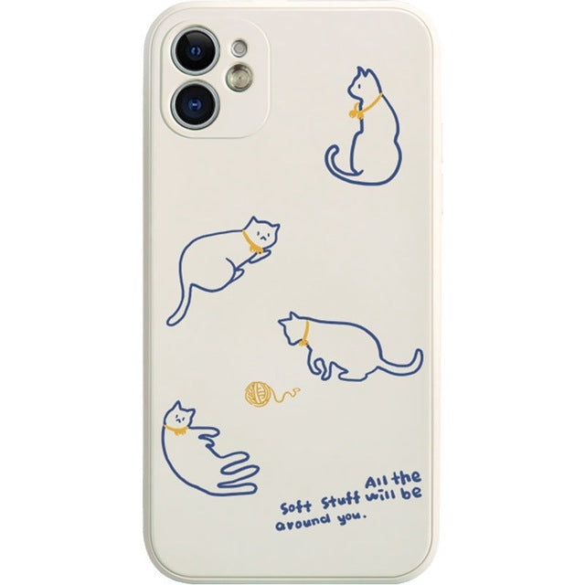 Couple Cute Cartoon Duck Cat Compatible with iPhone Case