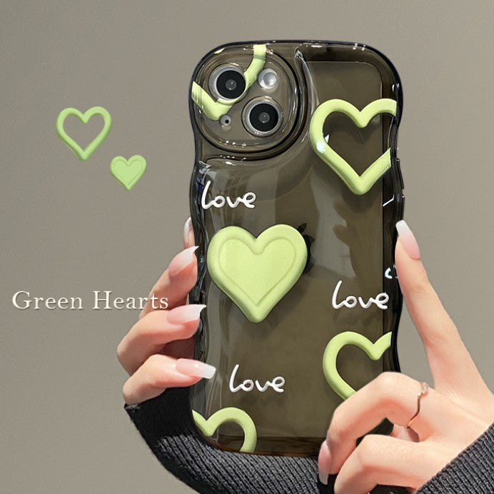 Curly Wave Frame Love Heart Compatible with iPhone Case