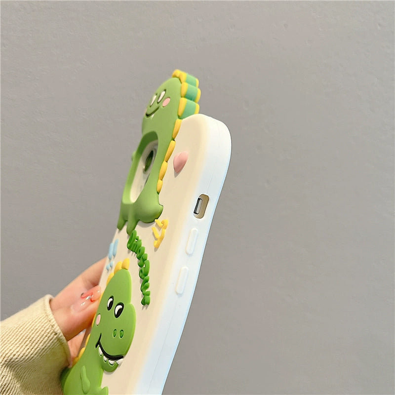 Funny Cute 3D Dinosaur Silicone Rubber Compatible with iPhone Case