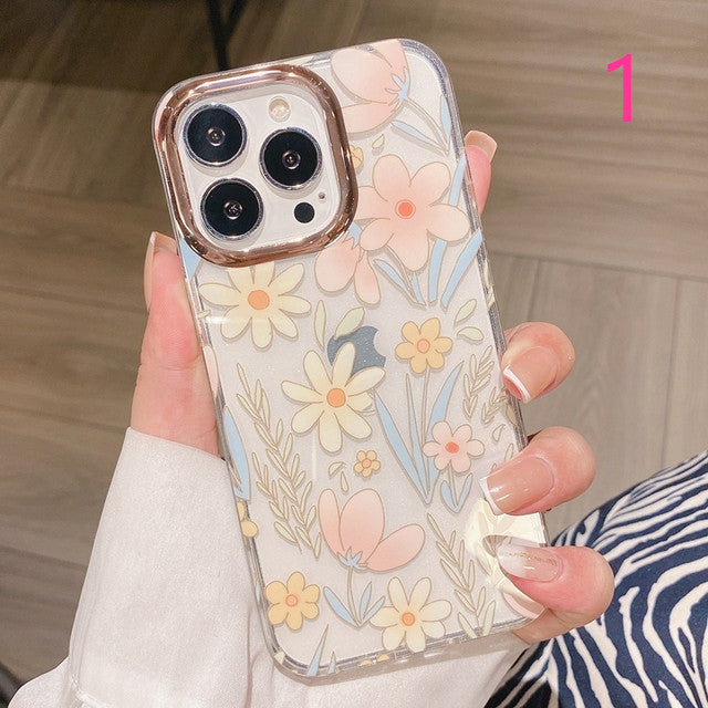 Fashion Flowers Floral Transparent Soft Compatible with iPhone Case