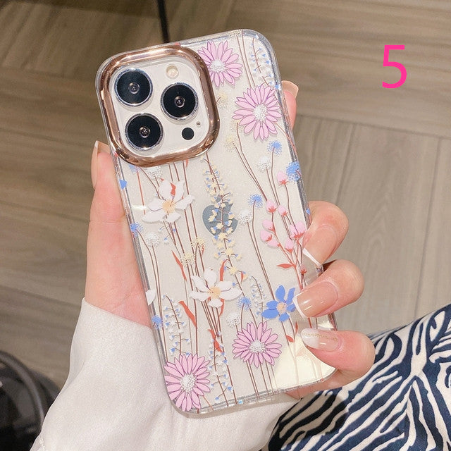 Fashion Flowers Floral Transparent Soft Compatible with iPhone Case