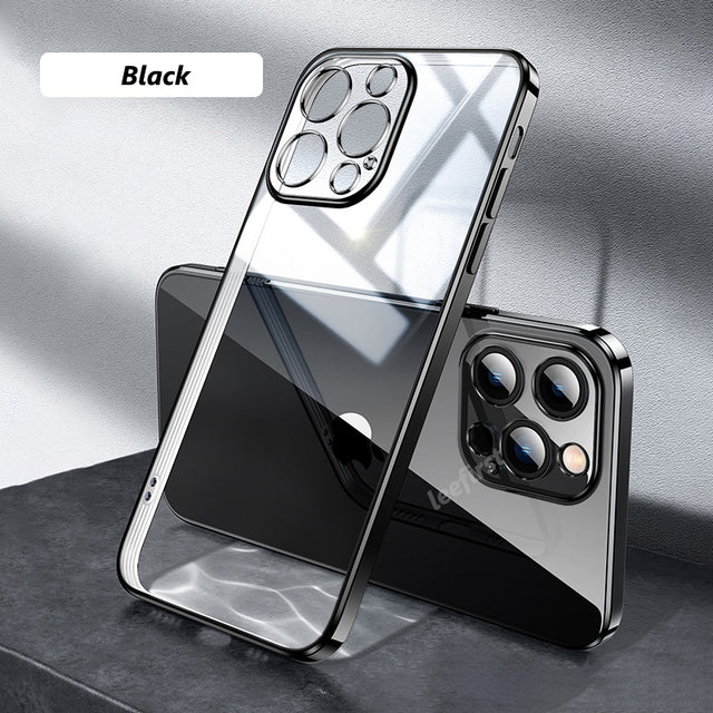 Luxury Square Plating Clear Soft TPU Transparent Compatible with iPhone Case