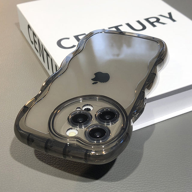 Love Heart Lens Camera Curly Wavy Clear Compatible with iPhone Case