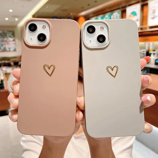 Love Heart Couples Matching Compatible with iPhone Case