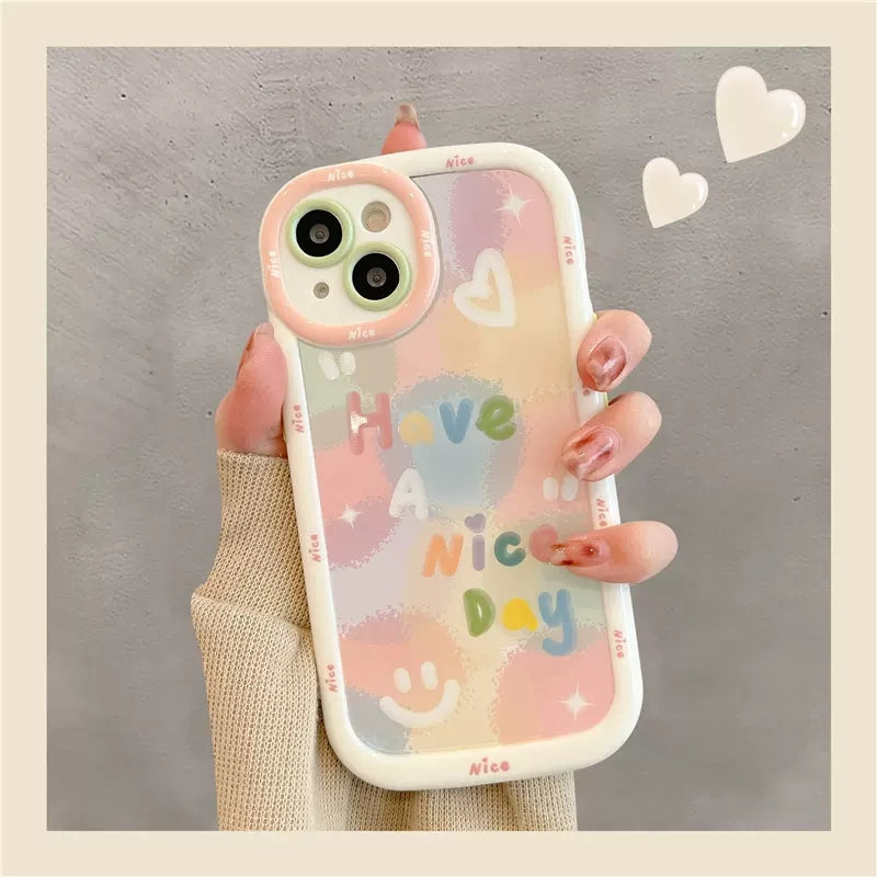 Cute Love Heart Flowers Floral Silicone Shockproof Compatible with iPhone Case