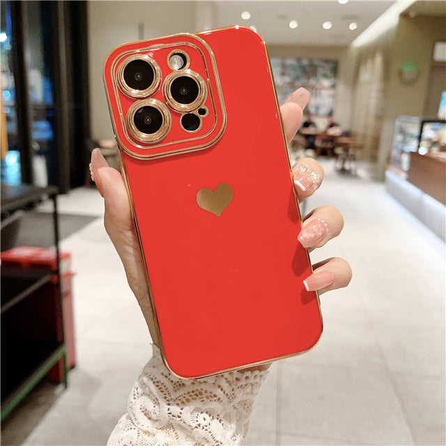 Luxury Plating Square Love Heat Compatible with iPhone Case