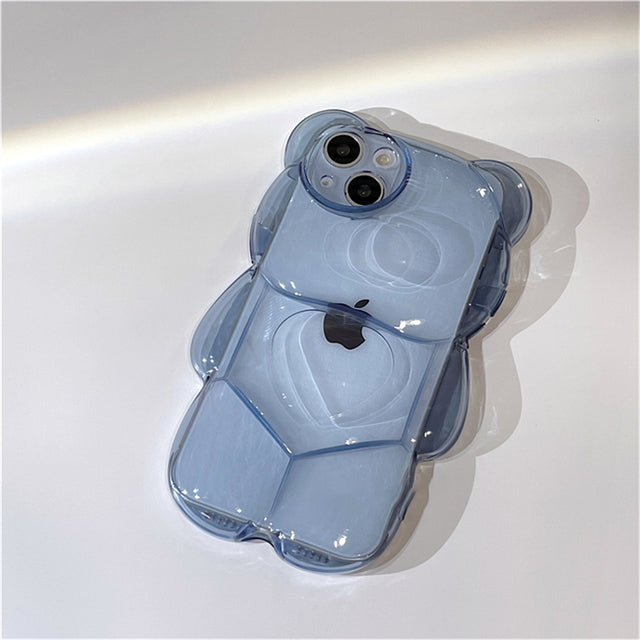 Cute 3D Bear Transparent Compatible with iPhone Case