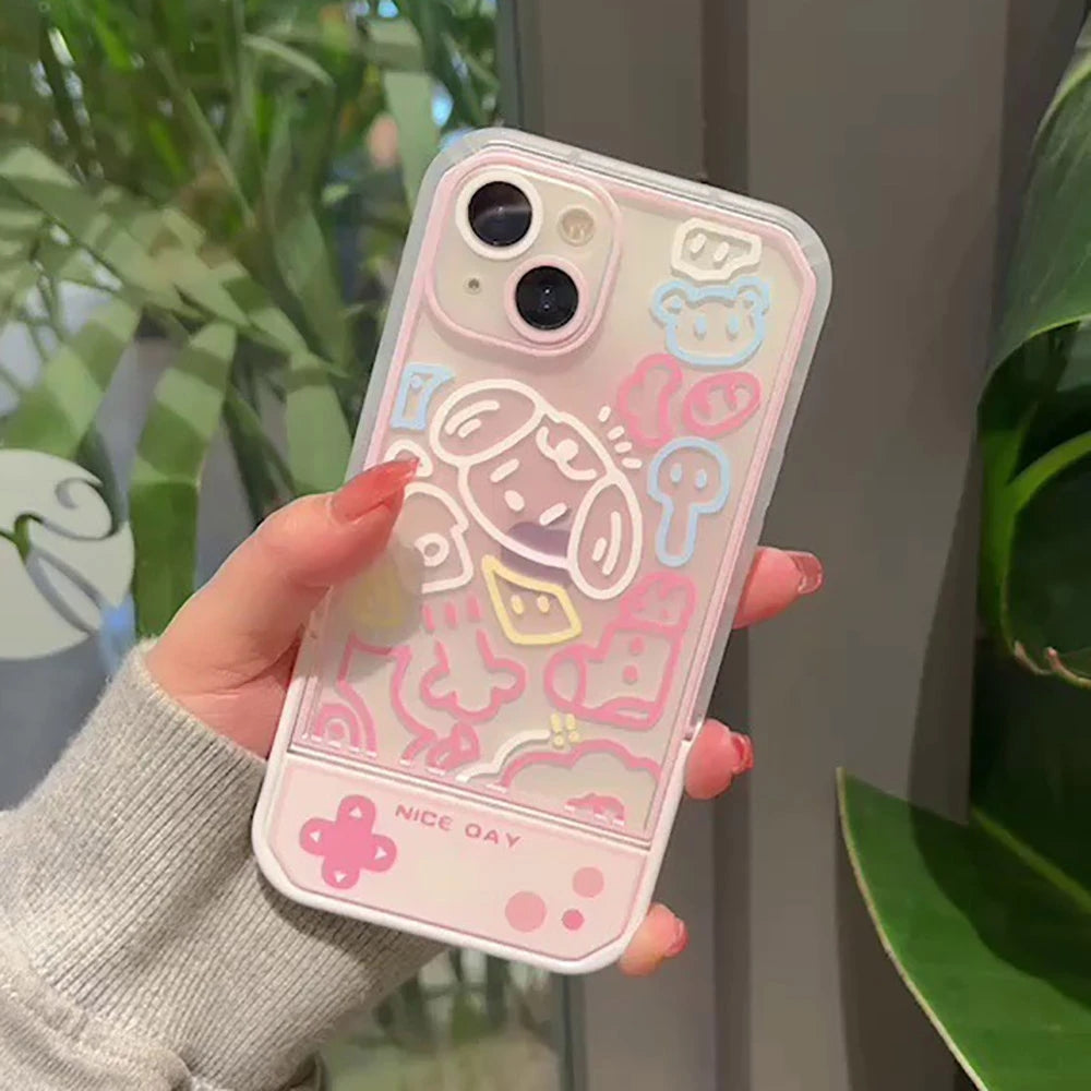 Cartoon Flower Invisible Stand Holder Compatible with iPhone Case