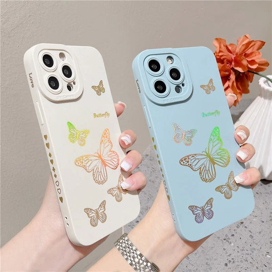 Laser Colorful Butterfly Compatible with iPhone Case