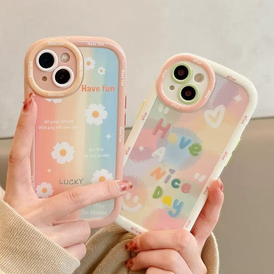 Cute Love Heart Flowers Floral Silicone Shockproof Compatible with iPhone Case