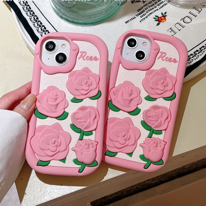 Cute 3D Rose Flower Floral Compatible with iPhone Case