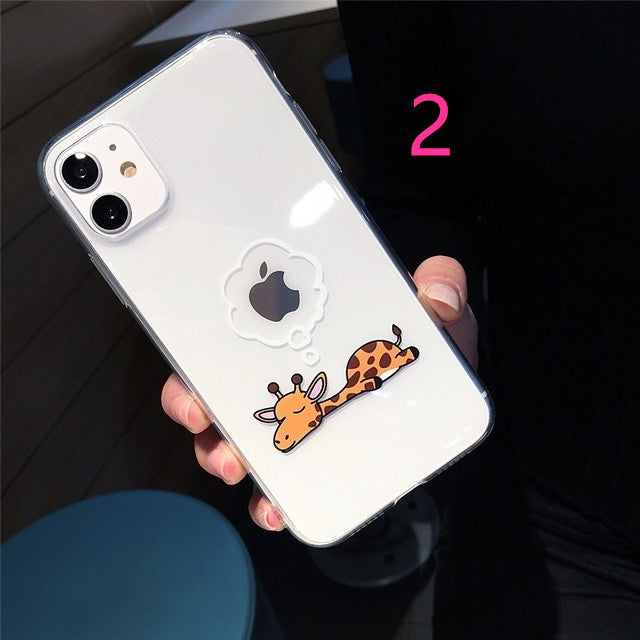 Cute Cartoon Animal Giraffe Transparent Compatible with iPhone Case