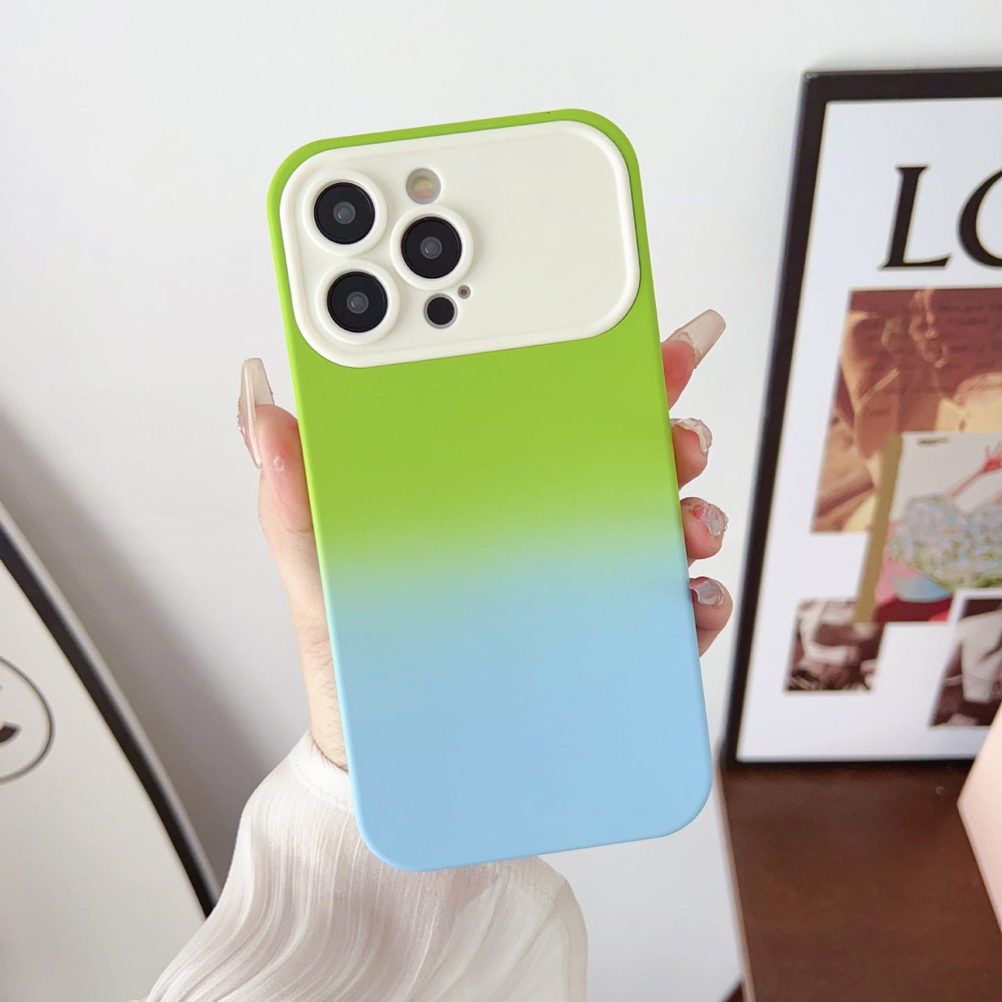 Gradient Contrast Color Camera Protection Compatible with iPhone Case