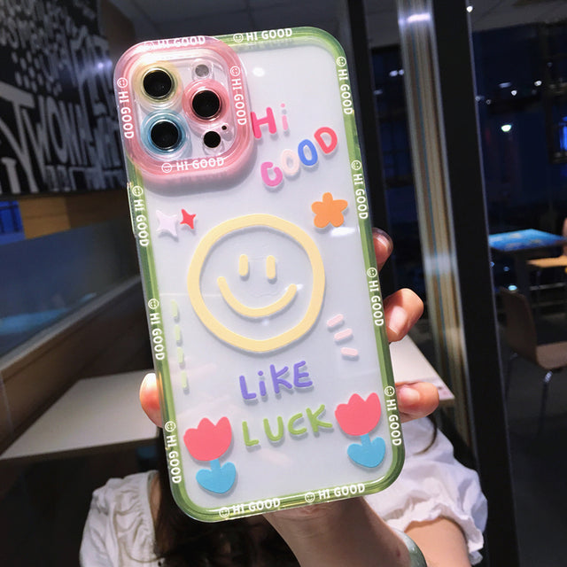 Cute Cartoon Smile Flower Clear Compatible with iPhone Case