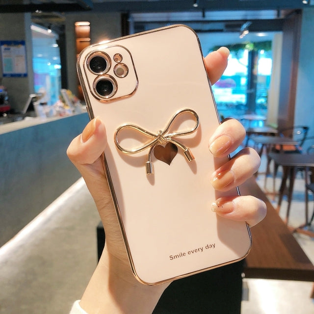 Love Heart Bowknot Compatible with iPhone Case