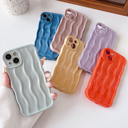 3D Water Ripple Wave Frame Pattern Shockproof Silicone Compatible with iPhone Case