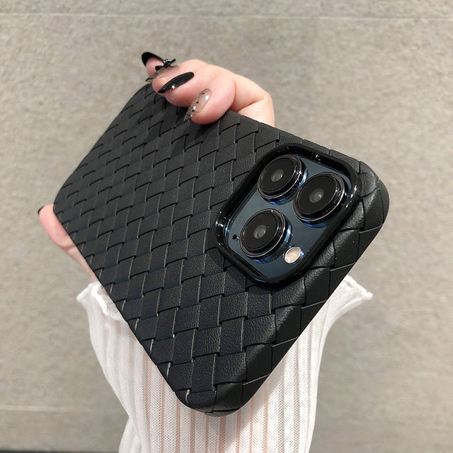 Breathable Mesh Grid Weave Leather Compatible with iPhone Case