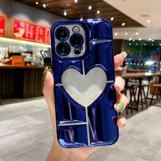 3D Hollow Love Heart Plating Compatible with iPhone Case