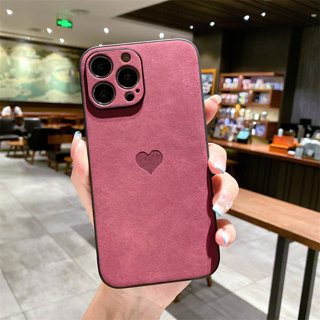 Fashion Love Heart Leather Compatible with iPhone Case