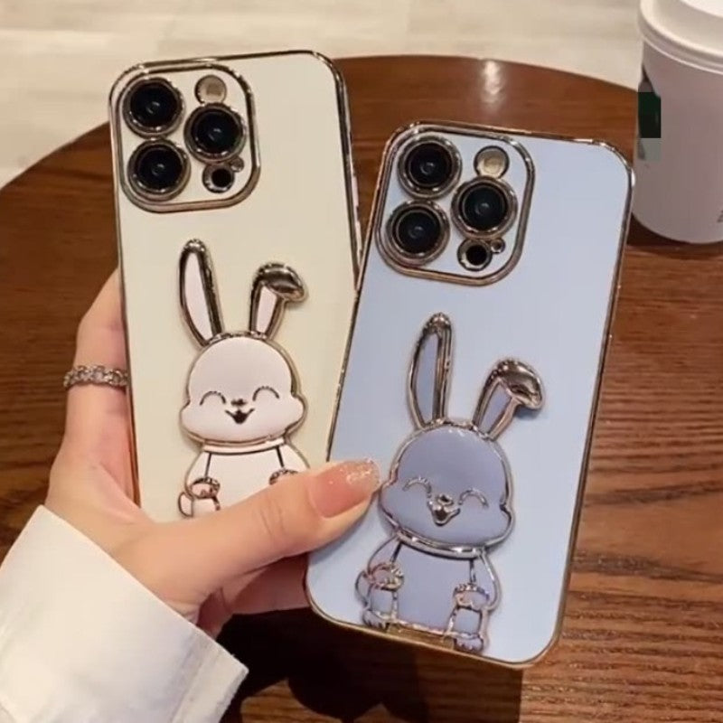 3D Cute Rabbit Plating Stand Holder Compatible with iPhone Case